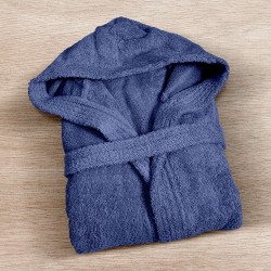 Μπουρνούζι Με Κουκούλα Bathrobes Erasia D.Blue Cotton Lino 1Τεμ
