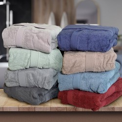 Μπουρνούζι Με Κουκούλα Bathrobes Erma D.Blue Cotton Lino 1Τεμ