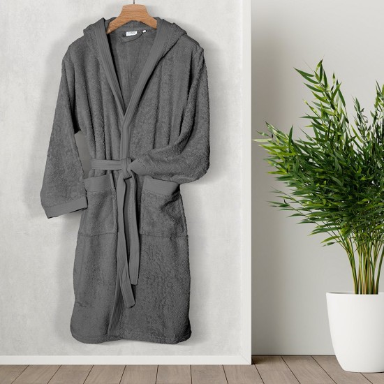 Μπουρνούζι Με Κουκούλα Bathrobes Erma D.Grey Cotton Lino 1Τεμ