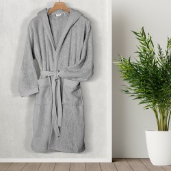 Μπουρνούζι Με Κουκούλα Bathrobes Erma L.Grey Cotton Lino 1Τεμ