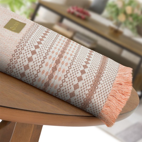 Ριχτάρι Τριθέσιου Bohho Salmon Chenille Lino (180x300) 1Τεμ