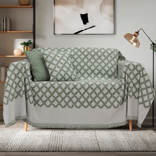 Ριχτάρι Διθέσιου Milto Green Chenille Lino (180x250) 1Τεμ