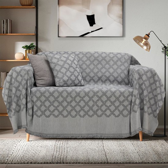 Ριχτάρι Τριθέσιου Milto Grey Chenille Lino (180x300) 1Τεμ