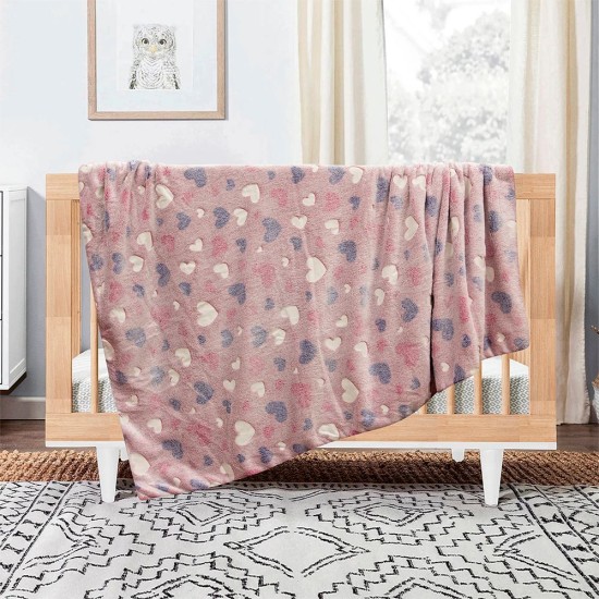 Κουβέρτα Fleece Βρεφική Φωσφοριζέ Κούνιας Herz Pink Lino (110x150) 1Τεμ
