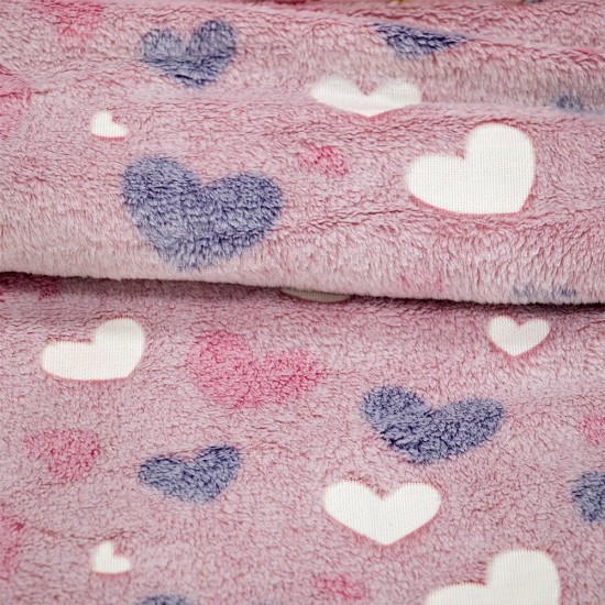 Κουβέρτα Fleece Βρεφική Φωσφοριζέ Κούνιας Herz Pink Lino (110x150) 1Τεμ