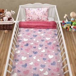 Κουβέρτα Fleece Βρεφική Φωσφοριζέ Με Sherpa Κούνιας Herz Pink Lino (110x150) 1Τεμ