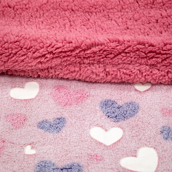 Κουβέρτα Fleece Βρεφική Φωσφοριζέ Με Sherpa Κούνιας Herz Pink Lino (110x150) 1Τεμ