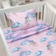 Σεντόνια Βρεφικά Κούνιας Σετ Rainbow Enhanced Pink Cotton Lino (120x180) 3Τεμ