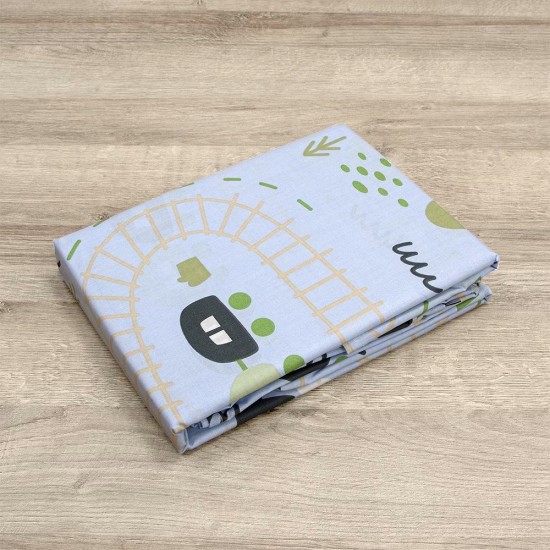 Σεντόνια Βρεφικά Κούνιας Σετ Forest Express Petrol Cotton Lino (120x180) 3Τεμ