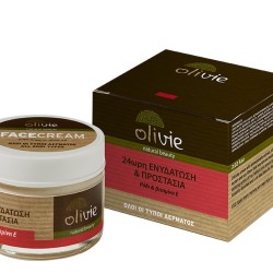 Ενυδάτωση & Προστασία 24ΩΡΗ Κρέμα Ημέρας Face Cream Με Οργανικό Ελαιόλαδο ΕΚΧΥΛΙΣΜΑ ΡOΔΙ & ΒΙΤΑΜIΝΗ Ε Olivie 1Τεμ