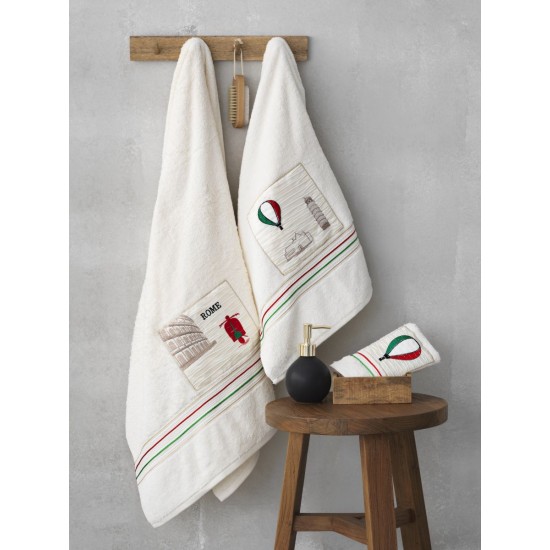 Πετσέτες Σετ Bath Towels 10/80 Με Κέντημα Cotton Palamaiki 3Τεμ