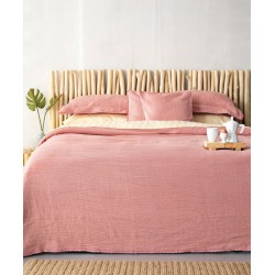 Κουβέρτα Καλοκαιρινή Υπέρδιπλη Σετ Daily Blankets 1099 Dark Pink Με Δαντέλα Cotton Palamaiki (230x245) 3Τεμ