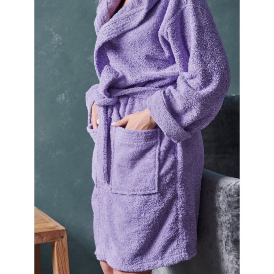 Μπουρνούζι Με Κουκούλα Bathrobes Classic Lavander Cotton Palamaiki 1Τεμ