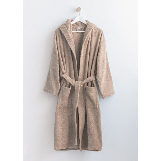 Μπουρνούζι Με Κουκούλα Bathrobes Classic Beige Cotton Palamaiki 1Τεμ