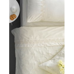 Νυφικά Υπέρδιπλα Σετ Wedding Wel013 White Satin Cotton Palamaiki 7Τεμ
