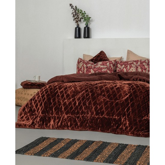 Διακοσμητική Μαξιλαροθήκη Comforter Embbossed Nadine 2 Bordeuax Palamaiki (50x50) 1Τεμ