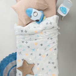 Κουβέρτα Fleece Παιδική Φωσφοριζέ Μονή Luminous Embossed Planes Palamaiki (160x220) 1Τεμ