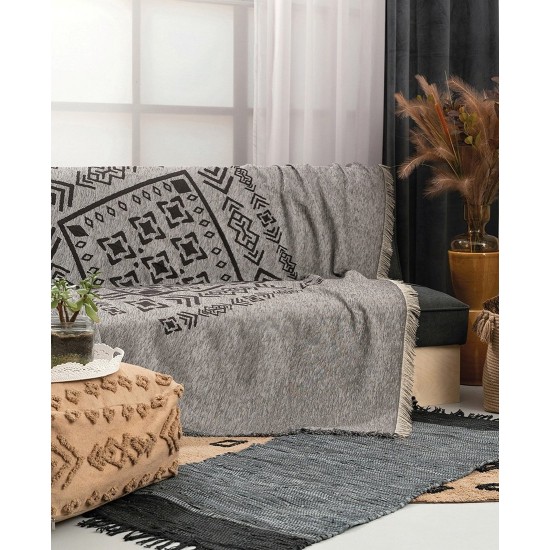Ριχτάρι Διακοσμητικό Throws Vegar Grey Chenille Palamaiki (180x180) 1Τεμ