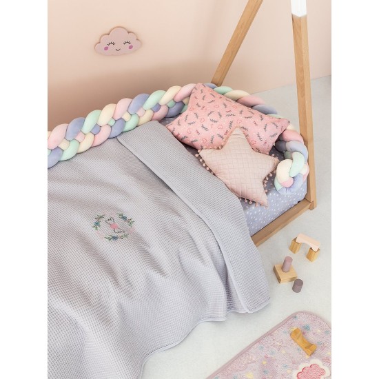 Κουβέρτα Πικέ Με Κέντημα Αγκαλιάς Baby Blankets Candy Lilac Cotton Palamaiki (80x110) 1Τεμ