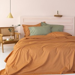 Σεντόνια Υπέρδιπλα Σετ Sateen Riga Caramel 300TC Cotton Palamaiki (240x270) 4Τεμ