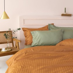 Σεντόνια Υπέρδιπλα Σετ Sateen Riga Caramel 300TC Cotton Palamaiki (240x270) 4Τεμ