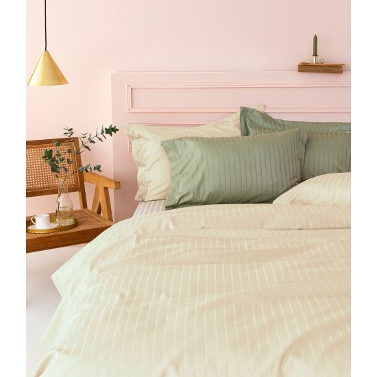Σεντόνια Υπέρδιπλα Σετ Sateen Riga Cream 300TC Cotton Palamaiki (240x270) 4Τεμ