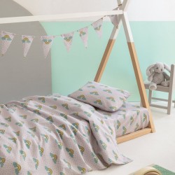 Σεντόνια Φανελένια Μονά Σετ Floufi Collection FF103 Cotton Palamaiki (110x200+32 )Με Λάστιχο 3Τεμ