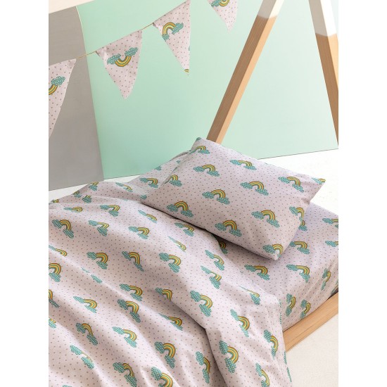 Σεντόνια Φανελένια Μονά Σετ Floufi Collection FF103 Cotton Palamaiki (110x200+32 )Με Λάστιχο 3Τεμ