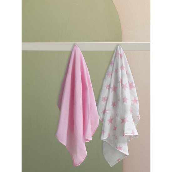 Πάνες Αγκαλιάς Σετ NB0143 Girl Cotton Palamaiki (75x75) 2Τεμ