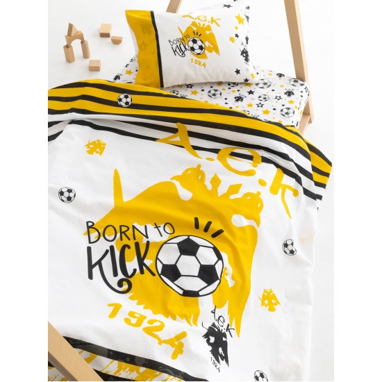 Σεντόνια Βρεφικά Κούνιας Σετ Aek8 Official Team Licenced Palamaiki (130x170) 3Τεμ