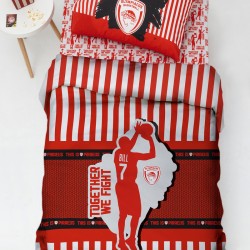Σεντόνια Μονά Σετ Olympiakos BC8 Official Team Licenced Palamaiki (110x200+30 )Με Λάστιχο 3Τεμ