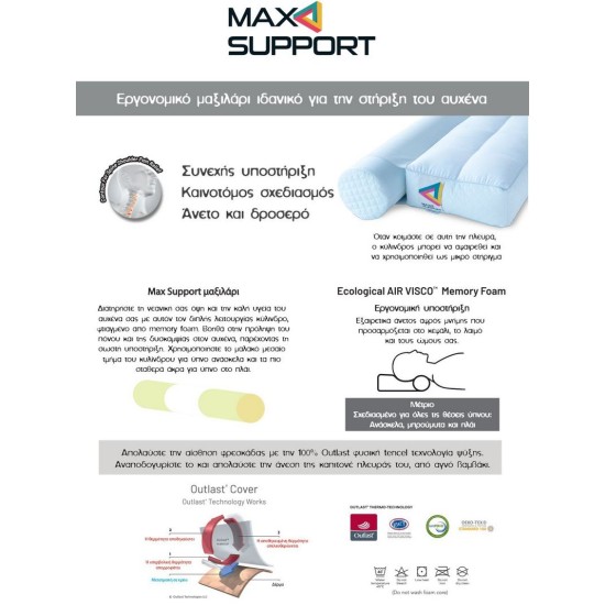 Μαξιλάρι Ύπνου Μέτριο White Comfort Max Support Palamaiki (40x60) 1Τεμ