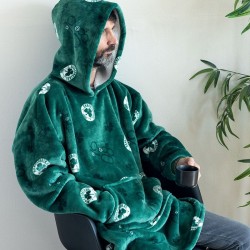 Κουβέρτα Fleece Με Κουκούλα & Μανίκια Μονή Official Team Licenced Panathinaikos Huhu Flannel Sherpa Palamaiki (90x100) 1Τεμ