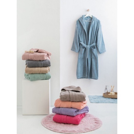 Μπουρνούζι Με Κουκούλα Bathrobes Fanky Aqua Cotton Palamaiki 1Τεμ