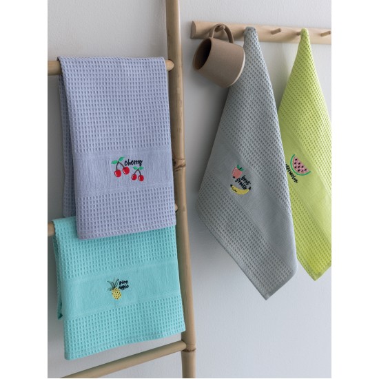 Πετσέτες Κουζίνας Σετ Kitchen Towels NORA101 Embroidery 1 Cotton Palamaiki (50x70) 4Τεμ