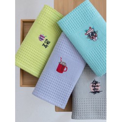 Πετσέτες Κουζίνας Σετ Kitchen Towels NORA102 Embroidery 1 Cotton Palamaiki (50x70) 4Τεμ
