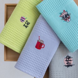 Πετσέτες Κουζίνας Σετ Kitchen Towels NORA102 Embroidery 1 Cotton Palamaiki (50x70) 4Τεμ