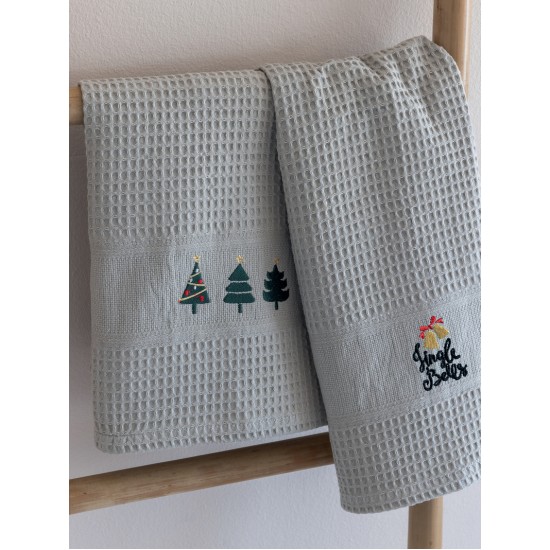 Πετσέτες Κουζίνας Σετ Christmas Collection Nora CHR101 Embroidery 1 Cotton Palamaiki (50x70) 2Τεμ