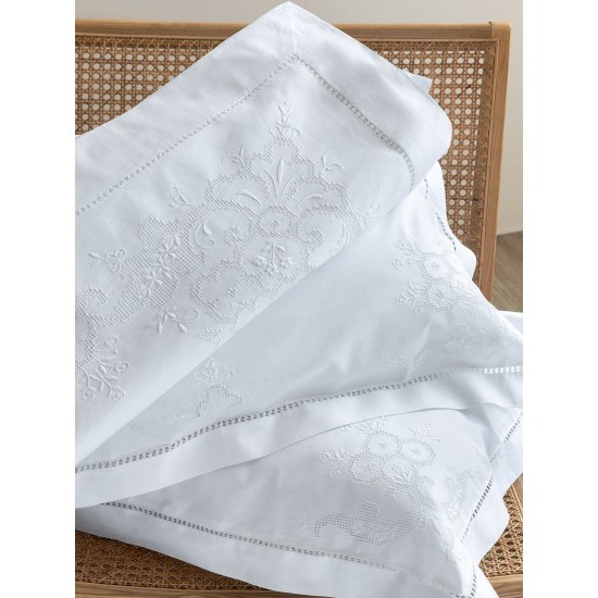 Σεντόνια Νυφικά Με Κέντημα Υπέρδιπλα Σετ Bridal Home Natali Cotton Palamaiki (225x270) 4Τεμ