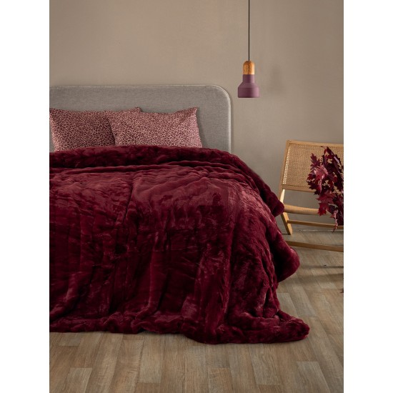 Κουβερτοπάπλωμα Υπέρδιπλο Ember Wine Rabbit Fur Flannel Palamaiki (220x240) 1Τεμ