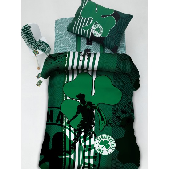 Παπλωματοθήκη Μονή Σετ Panathinaikos FC11 Official Team Licenced Cotton Palamaiki (170x250) 2Τεμ