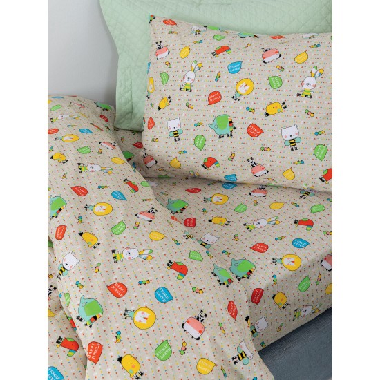 Σεντόνια Παιδικά Μονά Σετ My Kingdom MK768 Cotton Palamaiki (110x200+30 )Με Λάστιχο 3Τεμ