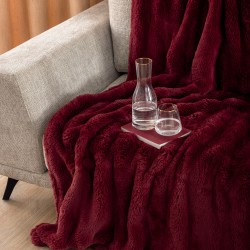 Κουβέρτα Γούνινη Οικολογική Μονή Heather Bordeaux Rabbit Fur Palamaiki (160x220) 1Τεμ