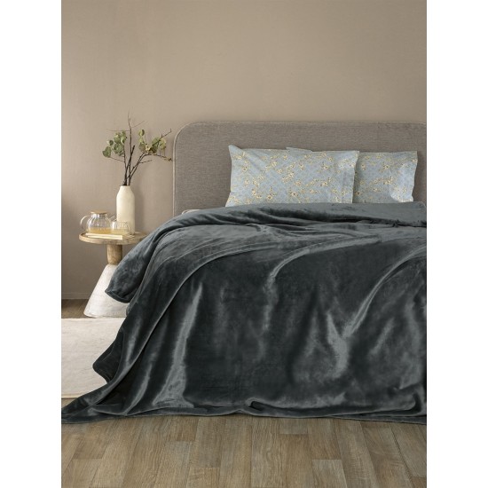 Κουβέρτα Fleece Μονή Flannel Coal Palamaiki (160x220) 1Τεμ