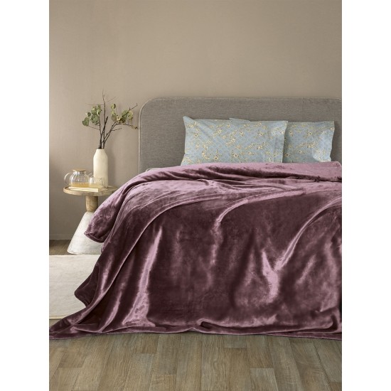 Κουβέρτα Fleece Υπέρδιπλη Flannel Mauve Palamaiki (220x240) 1Τεμ
