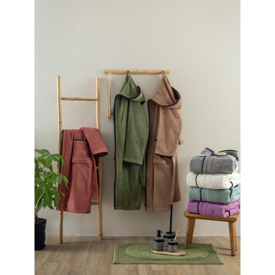 Μπουρνούζι Με Κουκούλα Bathroom Bridge Olive Cotton Palamaiki 1Τεμ