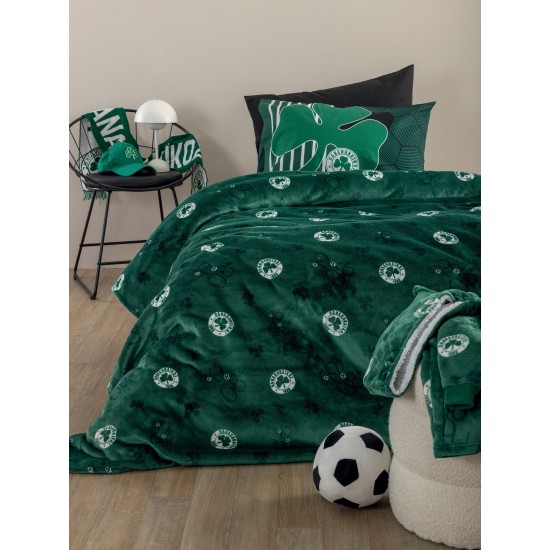 Κουβέρτα Fleece Μονή Panathinaikos BL Official Team Licenced Flannel Sherpa Palamaiki (160x220) 1Τεμ