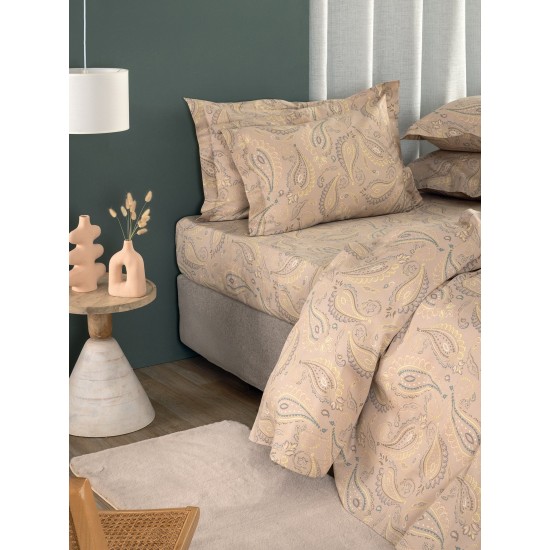 Σεντόνια Υπέρδιπλα Σετ Pale PAL707 Satin 300TC Cotton Palamaiki (240x270) 4Τεμ
