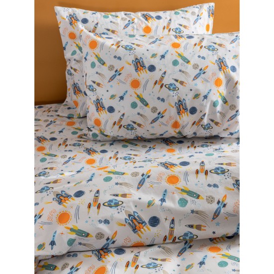 Σεντόνια Παιδικά Μονά Σετ My Kingdom MK770 Cotton Palamaiki (110x200+30 )Με Λάστιχο 3Τεμ