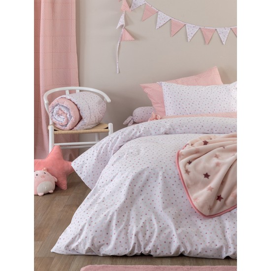 Κατωσέντονο Παιδικό Μονό Bon Bon BB101 Rose Cotton Palamaiki (110x200+35) Με Λάστιχο 1Τεμ